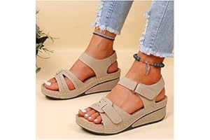 DYJAGYO Sandalias ortopédicas para Mujer, Sandalias Anchas para Mujer, Sandalias cómodas para Mujer para Mujer con Soporte para los pies