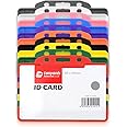 CKB LTD Assorted Mixed Colour Pack of 10 Single Sided Rigid Slide in Open Faced ID Card Badge Holders Horizontal/Landscape Identity Plastic Pass - Holds a 86mm 54mm cr80 Credit Card Sized