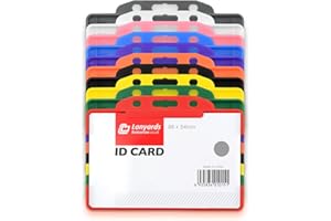 CKB LTD Assorted Mixed Colour Pack of 10 Single Sided Rigid Slide in Open Faced ID Card Badge Holders Horizontal/Landscape Identity Plastic Pass - Holds a 86mm 54mm cr80 Credit Card Sized