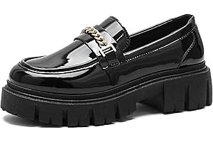 YUHITYGZGS Mocassini Donna, Eleganti Comode Nero Pelle con Tacco Scarpe Platform, Invernali Mocassini Primavera Estate Autunno con Plateau