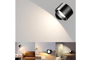 Rolgno Aplique Pared Interior, Lampara Pared LED Recargables con Control Remoto/Táctil, 3 Temperaturas de Color y 4 Niveles de Brillo Focos, Rotación de 360 Grados, Luz de para Dormitorio y Lectura