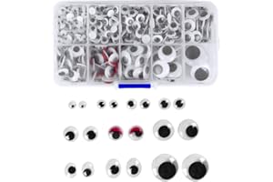ewtshop® Jumbo Set Wackelaugen 500 Stück, in Sortierbox, 10 Verschiedene Größen, Kulleraugen, Glubschaugen, selbstklebend