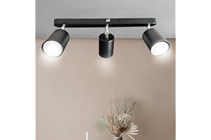 Sweier Rotatable 3 Way GU10 Ceiling Spotlight, Warm White 3000K 430LM 5W, Lamp Holder Adjustable Angle Black Ceiling Light, for Kitchen, Living Room, Bedroom and Cloakroom