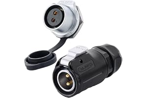 CNLINKO LP-20 Industrial Waterproof Connector IP68 Circular Connector Quick Plugging Aviation Connector Anti-Interference Shell Fast Release Connector M20 2-12 Pin Threaded Socket (2 Pin)