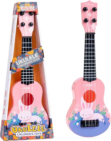 Kinder Ukulele Gitarre, 36cm Kindergitarre mit 4 Verstellbaren Saiten, Mini Gitarre Instrument für Kleinkinder, Ukulele Musikspielzeug, Musik Lernspielzeug für Anfänger Jungen Mädchen Geschenke (B) - 1