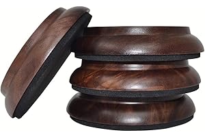 KingPoint, Set di 4 piattini in legno per ruote pianoforte verticale, Noce nero.