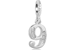 SBI Jewelry 1 2 3 4 Women Number Charm Compatible with Pandora Charm Bracelet 5 6 7 Silver Dangle Pendant 8 9 0 Anniversary Birthday