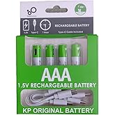 KP Original C-Type USB Lithium Ion Rechargeable Battery, 1200 Cycles with Type C Connection Cable (AAA - 750mAh (Pack of 4))