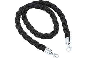 SAMGER SAMGER Samger 155cm Corda per barriera attorcigliata Queue Barrier Rope Controllo della folla Post coda Line con ganci Nero