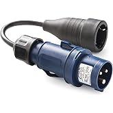 FAMATEL - Industrial-domestic adapter || Plug 2P+T | 16A | 220V || Socket 2P+TTL | 16A | 250V || With 25m cable | Blue
