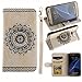Produktbild Hülle für Galaxy S7,Case für Galaxy S7,Galaxy S7 Handyhülle Leder Wallet Case,YingC-T Elegant Malerei Mandala Blume Weiß Muster Handytasche Samsung Galaxy S7 Schutzhülle Leder Bookstyle Brieftasche Ständer Stand Hülle mit Karte Halterung Magnetverschluss Extra Dünn Tasche Premium Design Klapphülle Flip Schutz Schale Hülle Etui Cover für Samsung Galaxy S7