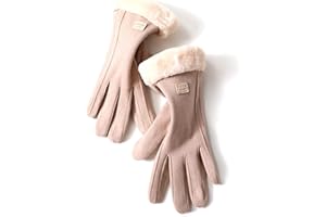 Balakaka Guanti Donna, Invernali Guanti Caldi Spessi Eleganti con Fodera n Pile Guanti Touch Screen, Comodi Antivento Guanti da Guida per Donna Bambini per Moto Ciclismo all'aperto, Marrone