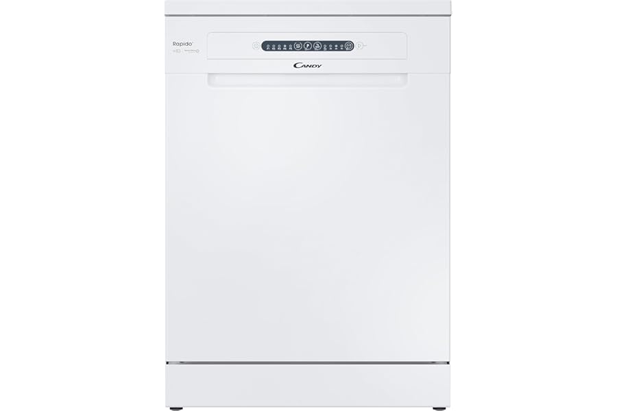 Candy Rapido' Freestanding Dishwasher 60 cm, 14 Places, 8 Programs, Delay Start Up to 9h, Quick Cycle 49 Min, Inverter Motor, Class E, 59.6 x 59.7 x 85 cm, White - CF 3E9E0W