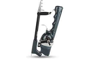 DAUERHAFT Canne à pêche intégrée pliante peche en mer canne à pêche portable et moulinet fermé , canne à pêche antidérapante , accessoire de matériel de moulinet Hengelhouders