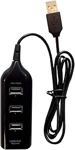 AQUARIUS USB Multi Hub Expansion Splitter with 4 Port - Black