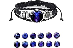Alapek Zodiac Signs Spirit Bracelet, Manifestation Bracelet, Serene Manifestation Bracelet, Multilayer Adjustable Twelve Constellation Zodiac Leather Bracelets
