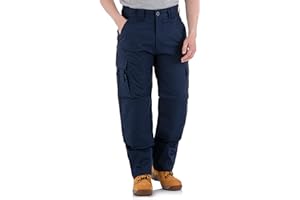 WrightFits Men Falcon Work Trousers - Black & Navy - Heavy Duty Safety Combat Cargo Pants - Cargo & Knee Pads Pockets Triple Stitched - Durable Workwear