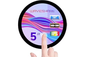 Waveshare 5inch HDMI Capacitive Touch Screen, 1080x1080 Pixels, 160° Viewing Angle, Circular IPS Display Panel, up to 10-point Touch, compatible with Raspberry Pi/Jetson Nano/PC Windows 11/10/8.1/8/7