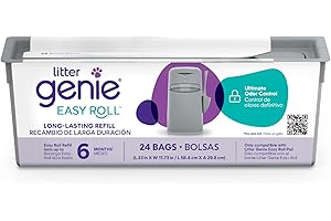 Litter Genie - Lot de 24 Sacs à Recharge Compatible Easy Roll - Technologie Anti-odeurs - Dure jusqu'à 6 Mois