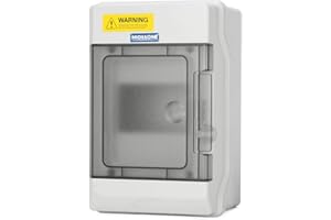 Mollom Caja de Distribución de Energía de 4 Vías con Barras Colectoras y Riel DIN para Interruptor Automático en Miniatura MCB, Impermeable IP66. Disponible para Uso Interior y Exterior.