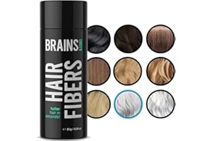 Brains & Son Hair Fiber - Premium Hair Thickener – Immediately Conceals Receding Hairlines, Hair Loss, Balding Areas and Thinning Hair – Undetectable Keratin Fibers - Hair Powder | 25g (GREY)
