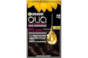 Garnier Coloration Permanente - Sans Ammoniaque - Aux Huiles Naturelles de Fleurs - Châtain Pur (4.0) - Olia