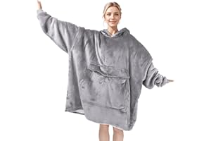 YIKAYIN Koc bluza, ponadwymiarowa bluza z kapturem do noszenia, miękki ciepły wygodny gigantyczna przednia kieszeń dla kobiet dziewcząt dorosłych mężczyzn chłopców dzieci duża kieszeń, jasnoszary, 4XL-Rozmiar Uniwersalny