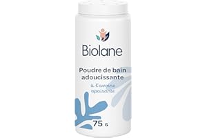 BIOLANE - Poudre de bain adoucissante - Bain bebe - Protège et Apaise - 100% d'Origine Naturelle - 75g - Dès la naissance - Fabriqué en France