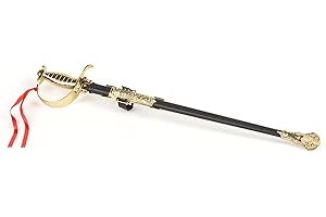 DEGUISE TOI - Sabre républicaine manche doré en plastique adulte 66 cm - Sabre avec étui - Taille Unique - Doré - Accessoires pour déguisement - Plastique - - Carnaval