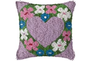 ZUHK DIY Latch Hook Kits,3D Pillow Materials Package Latch Hook Embroidery Kits Cross Stitch Sofa Cushion Cover with Latch Hook Tool fit for Kids and Adults,43x43 cm (Love D)