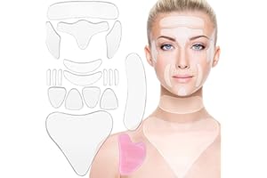 BDSHUNBF 18 Pieces Reusable Silicone Face Patches, Chest Anti Wrinkle Pads, Forehead Eye Cheek Stick, Skin Care for Face Forehead Eye Mouth Cheek Neck Chest, With Gua Sha Stone