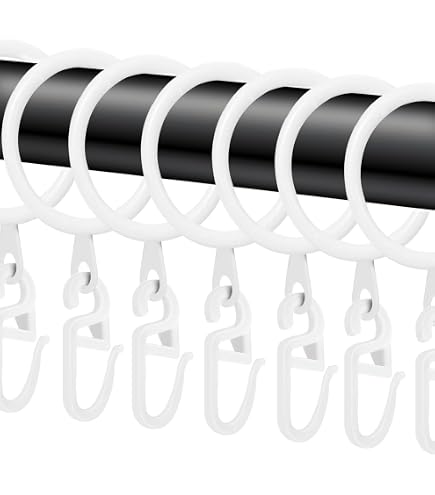 50 Anelli Per Tenda Da Doccia BetterJonny In Plastica Resistente - Colore Nero, Antiruggine, Facili Da Installare - 2
