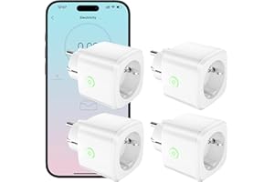 HBN Smart Steckdose mit Verbrauchsmessung, 4er Set Smart Home Wlan Steckdose mit APP Intelligente Schaltsteckdose, Sprachsteuerung & Timer, 10A, Nur 2,4GHz