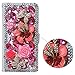 Produktbild spritech (TM) PU Leder Wallet Case 3D handgefertigt Sparkle Rosa Kristall Design Blume Schmetterling verziert SIM zusammenklappbar Smartphone geschützt Cover mit kartenfächer, metall, rose, HTC One M8 Mini