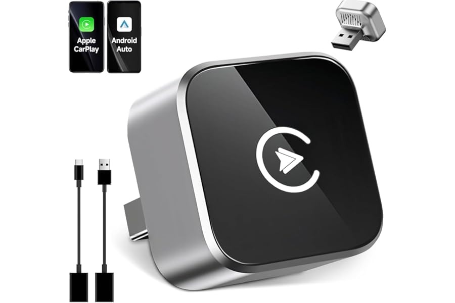 CarPlay Wireless Adapter & Android Auto Wireless Adapter - 2026 Upgraded, Converts Wired Android Auto & Car Play to Wireless, Plug & Play, Wireless Android Auto Adapter UK, Wireless CarPlay Adapter UK
