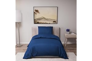 Dreamzie Copripiumino Singolo 135x200 cm con 1 Federe 80x80 cm - Blu Scuro - Set Copripiumino Singolo 135x200