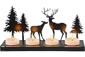 GUCASS Świecznik adwentowy czarny na 4 cm podgrzewacze, metalowy nowoczesny, świecznik adwentowy, bez kolca, taca na świece, prostokątna, dekoracja bożonarodzeniowa, amerykańska, vintage, Boże Narodzenie