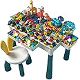 RGNHDQD Kids Activity Table Multi-Functional Educational Block Table & Chair Sets Building Block Table kids study table and chair Kids Play Table Water Table Sand Table (Blue)