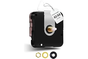 DEEWISH Mécanisme d'horloge à balayage super silencieux, 1,6 à 150,9 cm, longueur de tige de l'horloge murale à quartz, moteur de remplacement, fonctionne avec piles