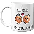 7th Anniversary Mug Gift for Men Women - 7 Years Together - Happy Copper Anniversary Wedding for Husband Wife Mum Dad Brother Sister, 11oz Ceramic Coffee Mugs Gifts
