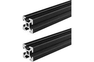 Coavoo 2020 Extrudiertes Aluminium 500 mm lang T Nut Schwarz, Extrusion Aluminium 20 mm x 20 mm 20 Serie T-Profil eloxiert Europäischer Standard Linear Schiene Rahmen 2 Stück