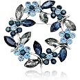 SANNIDHI® Flower Brooch Pin for Women Girls Alloy Rhinestone Wreath Saree Brooch for Dress, Blazer, Shawl, Gown - Elegant Wed
