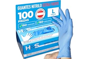 ISC HYGIENE & SAFETY ISC Guantes Nitrilo Talla L – Sin Polvo y Sin Látex – 100 Guantes Desechables para Uso Profesional o Doméstico – Disponible en S, M, L, XL, XXL – Azul, Extra Strong, Unisex, Cómodos, Ambidiestros