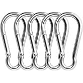 Metal Yaylı Karabina 6x60 mm 5 Adet Paslanmaz &Ccedil;elik | Y&uuml;ksek Taşıma G&uuml;c&uuml;, &Ccedil;adır Kurulumu, Zincir Ve Halat Bağlantı Elemanı, D