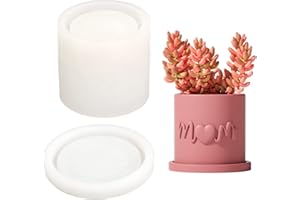 BOOWAN NICOLE Regali per la mamma Vaso per piante grasse Stampo in silicone Vaso da fiori in cemento con vassoio Stampo Vaso per candele per interni Decorazione domestica