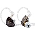 Tangzu wan'er Noise Isolating in Ear Monitor Earphones,10mm Dynamic Driver PET Diaphragm Dual Cavity Chamber IEM Headphones with Detachable Tangle-Free Cords for Musician Audiophile (Black,with Mic)