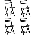 Tomaino set 4 Sedie pieghevole in plastica uso esterno e interno (antracite)