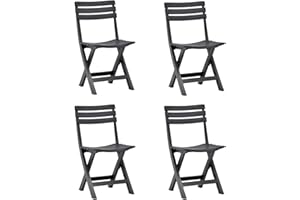 Tomaino - Juego de 4 sillas plegables de interior y exterior, de plástico, sillas abiertas y cerradas (antracita)