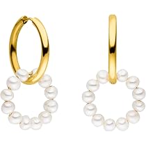 Purelei® Pure Soul Orecchini, Orecchini con Perle Impermeabili per Donna, Eleganti Cerchi con Perle in Acciaio Inossidabile, Regali per Donna, 10 Millimeter, Acciaio inossidabile