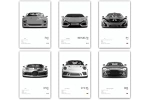 NEBULANOVA Poster Voiture Supercar Impression Noir et Blanc Course Décoration Murale Moderne Art Mural pour Garçons Maison Chambre Bureau Dormitoire